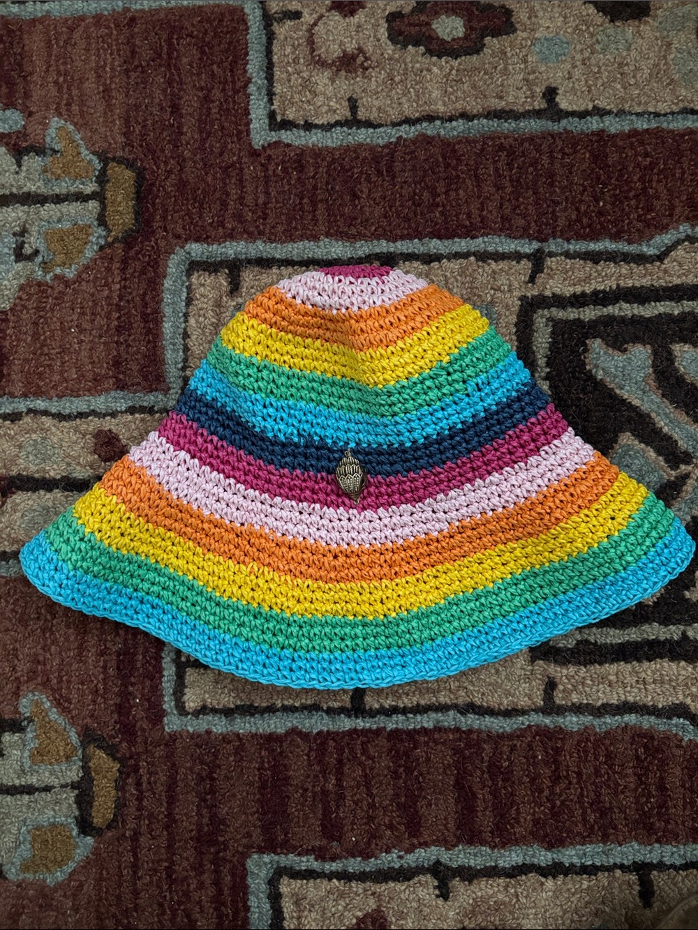 Kurt Geiger Multicolor Crochet Stripe Bucket Hat